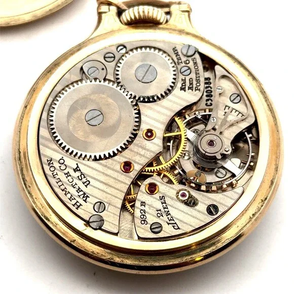 1952 Hamilton 10K Gold-Filled 992B Grade Non Working Railroad Pocket Parts Watch - Picture 4 of 12